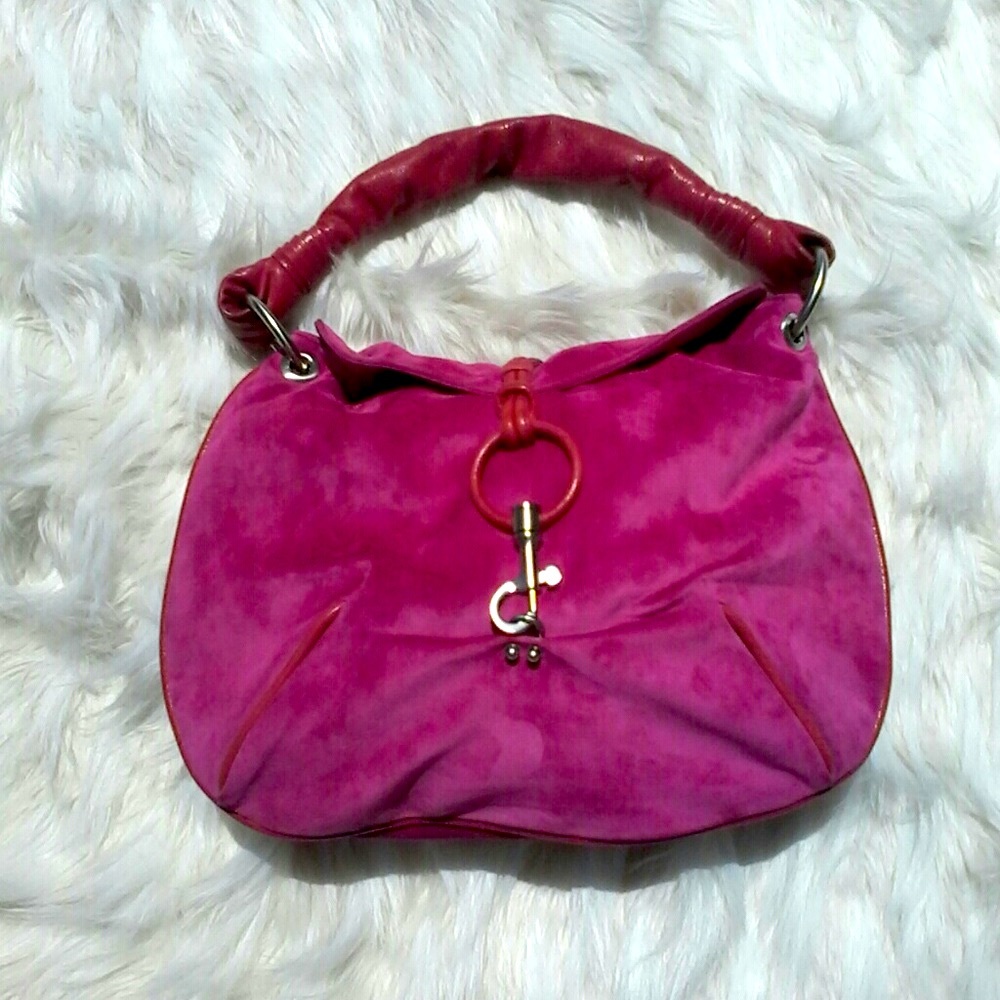 Bottega Veneta Violet Hot Pink Magenta Suede Handbag Hobo